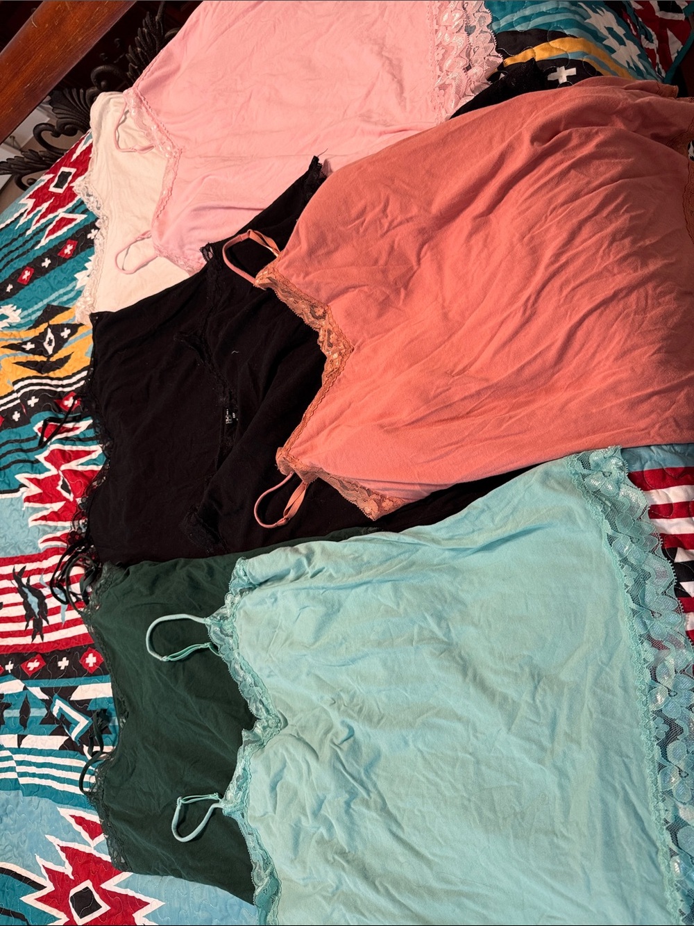 Lace Trim Cami Bundle — Pink, Coral, Mint, Black, Green